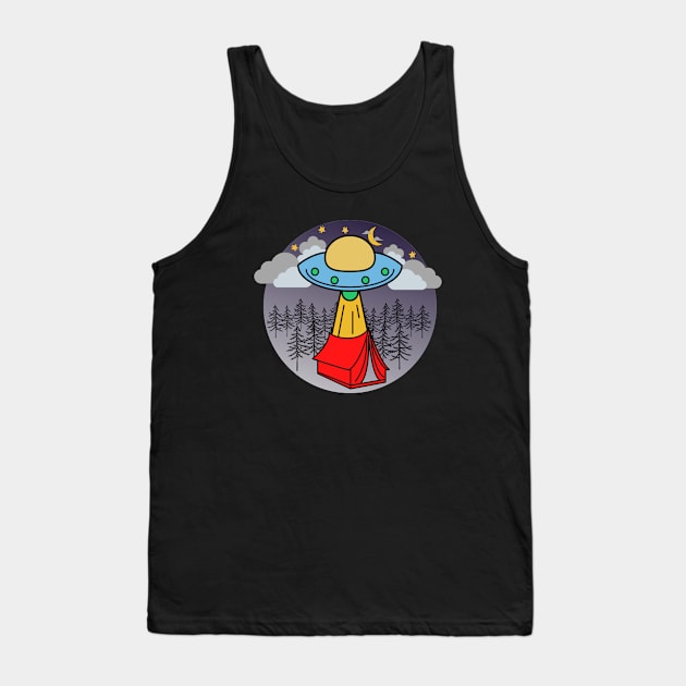 Alien Spaceship Visits Campers – Blue Red Tank Top by KoreDemeter14